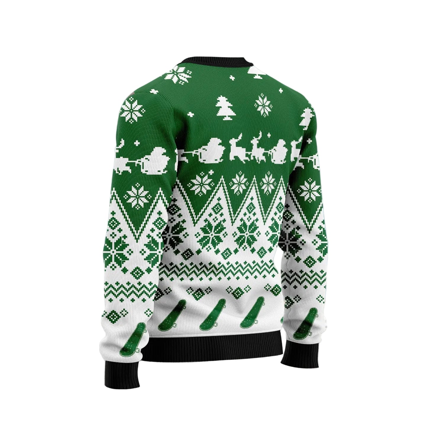 Santa Claus Skateboarding Ugly Christmas Sweater, Skater Holiday Pullover for Skateboarders and Skateboarding Fans