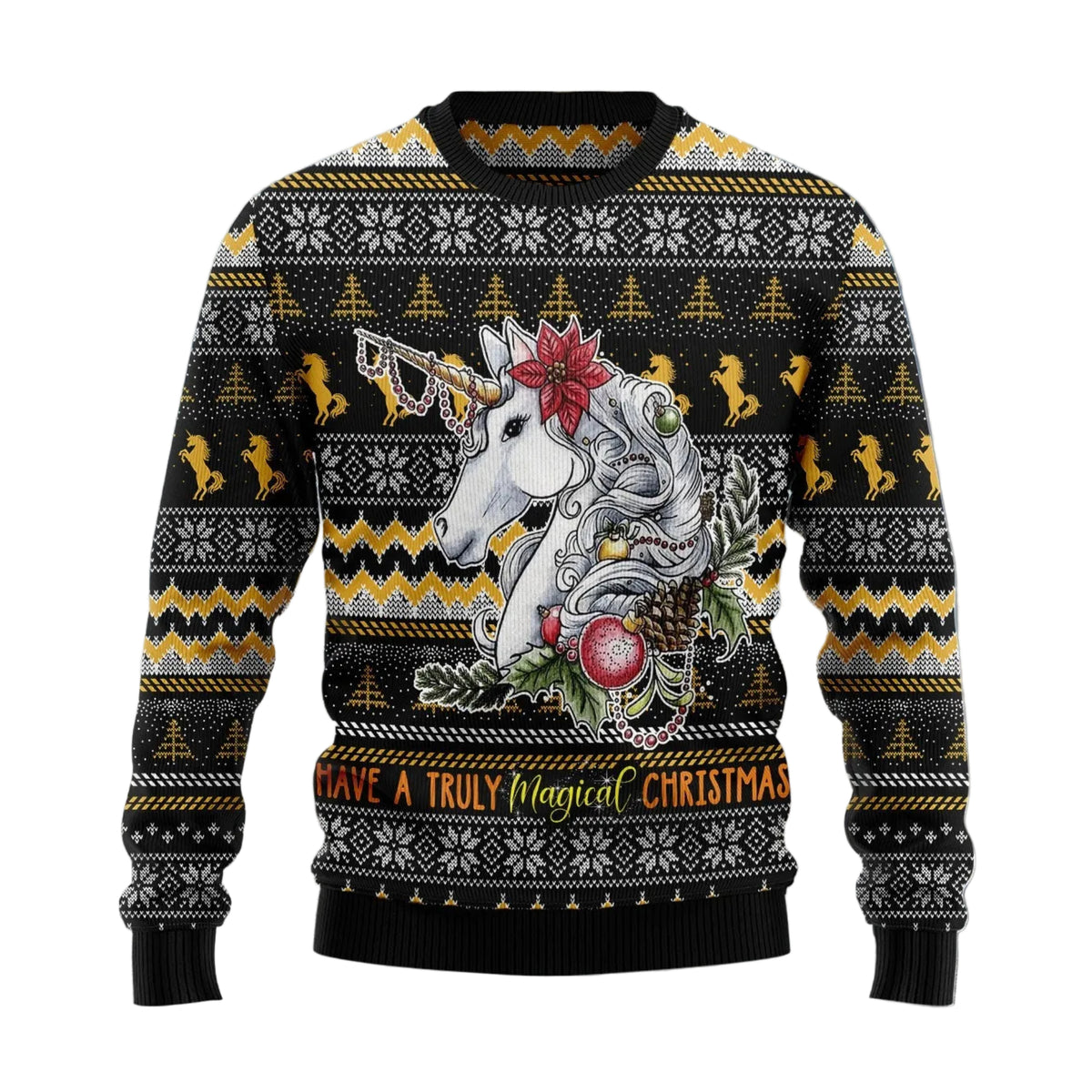Truly Magical Unicorn Ugly Christmas Sweater, Fantasy Unicorn Holiday Pullover for Unicorn Lovers and Fantasy Fans