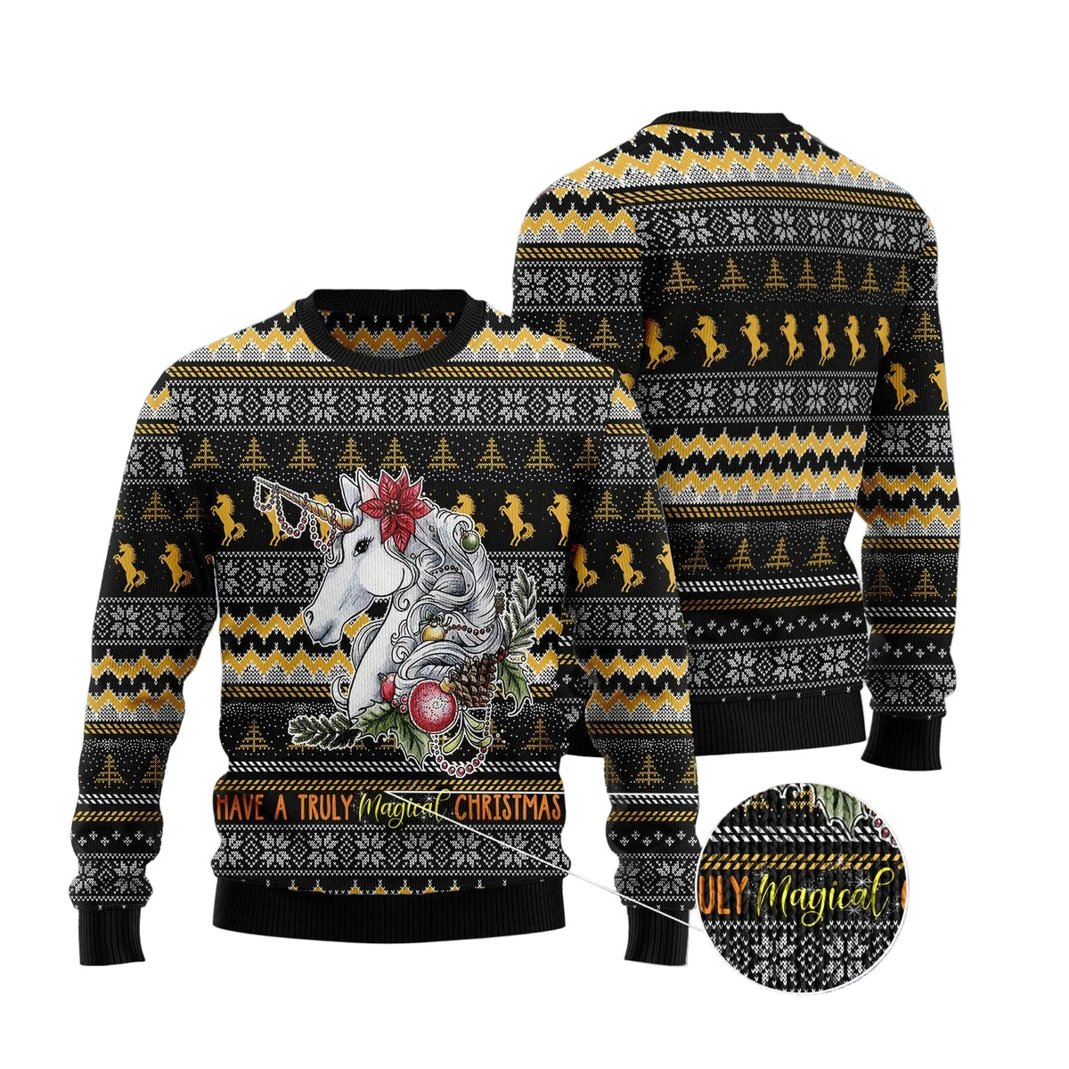 Truly Magical Unicorn Ugly Christmas Sweater, Fantasy Unicorn Holiday Pullover for Unicorn Lovers and Fantasy Fans
