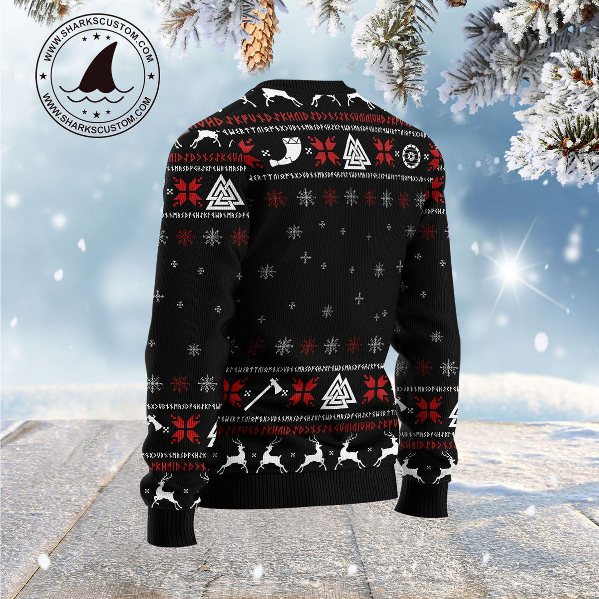 Viking Skull Ugly Christmas Sweater, Funny Norse Christmas Sweater with Skull Design, Unique Holiday Gift for Viking Fans