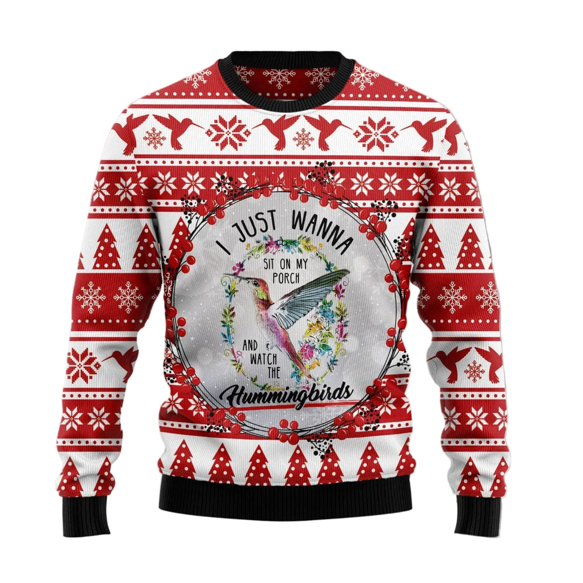 Watch Hummingbirds Ugly Christmas Sweater, Hummingbird Watching Holiday Print, Seasonal Gift for Hummingbird Lovers