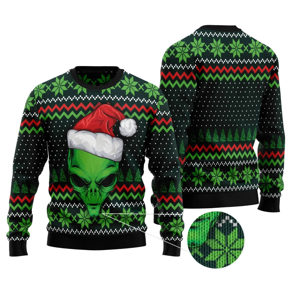 Cool Christmas Alien Ugly Christmas Sweater, Funny Space Holiday Pullover for UFO Lovers, Fun Xmas Party Clothing