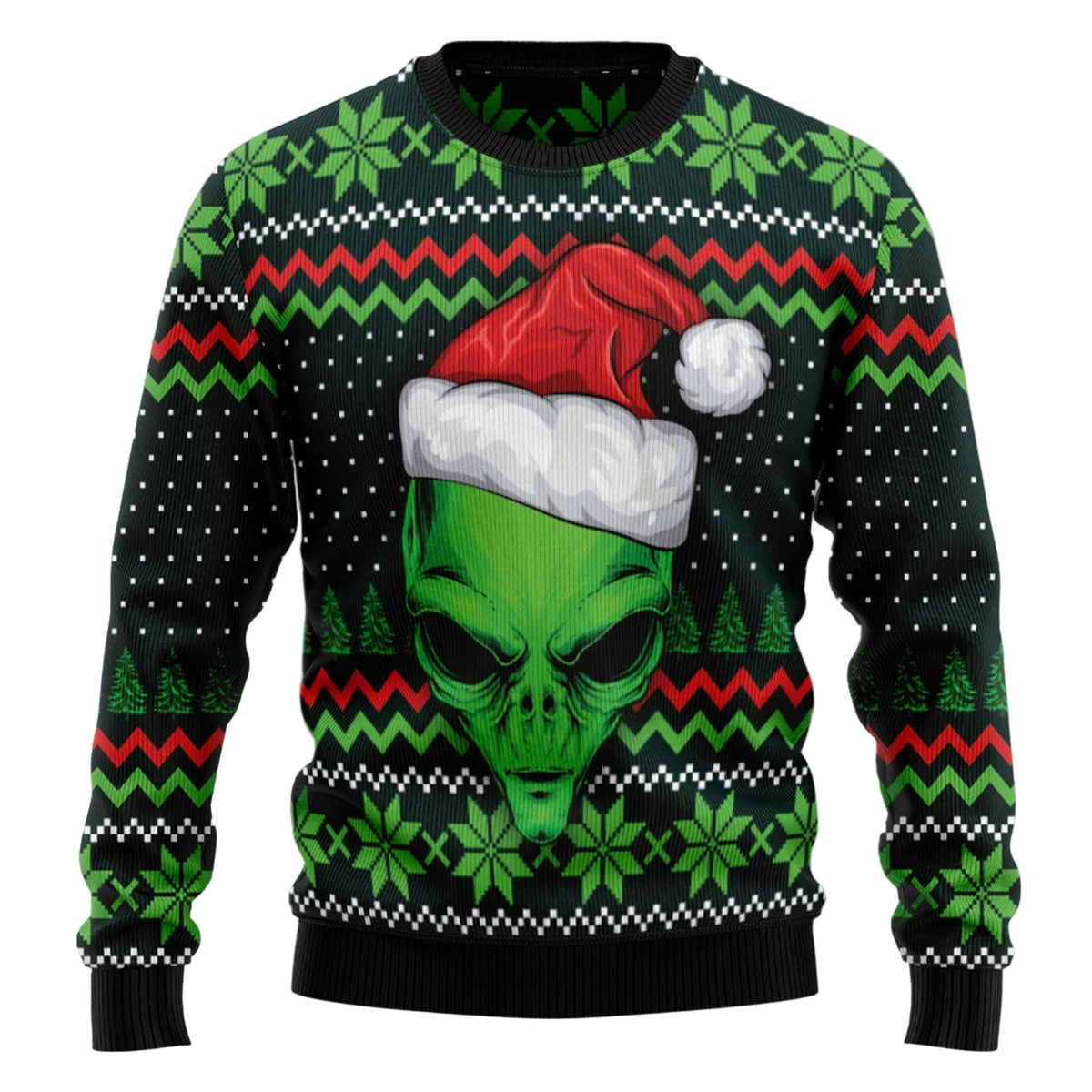 Cool Christmas Alien Ugly Christmas Sweater, Funny Space Holiday Pullover for UFO Lovers, Fun Xmas Party Clothing