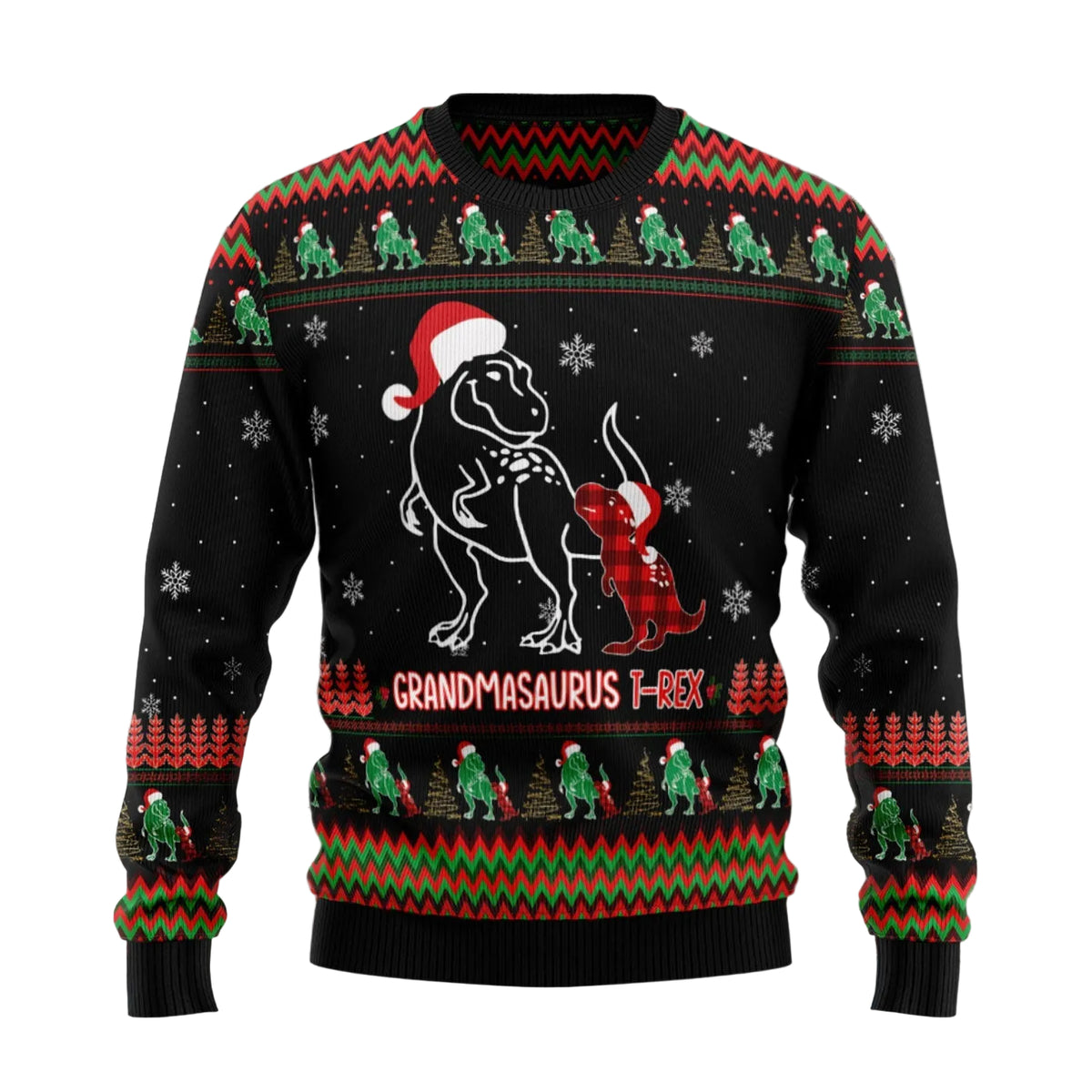 Grandmasaurus Ugly Christmas Sweater, Dinosaur Grandma Holiday Outfit for Men and Women, Funny Xmas Party Gift