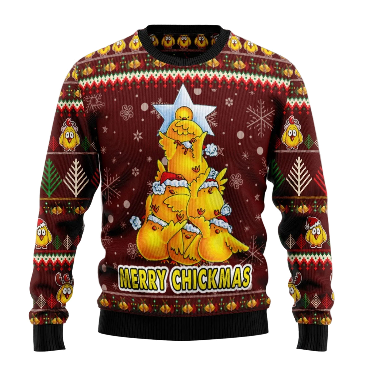 Merry Chickmas Chicken Ugly Christmas Sweater, Funny Poultry Lover Holiday Party Outfit and Chicken Keeper Gift