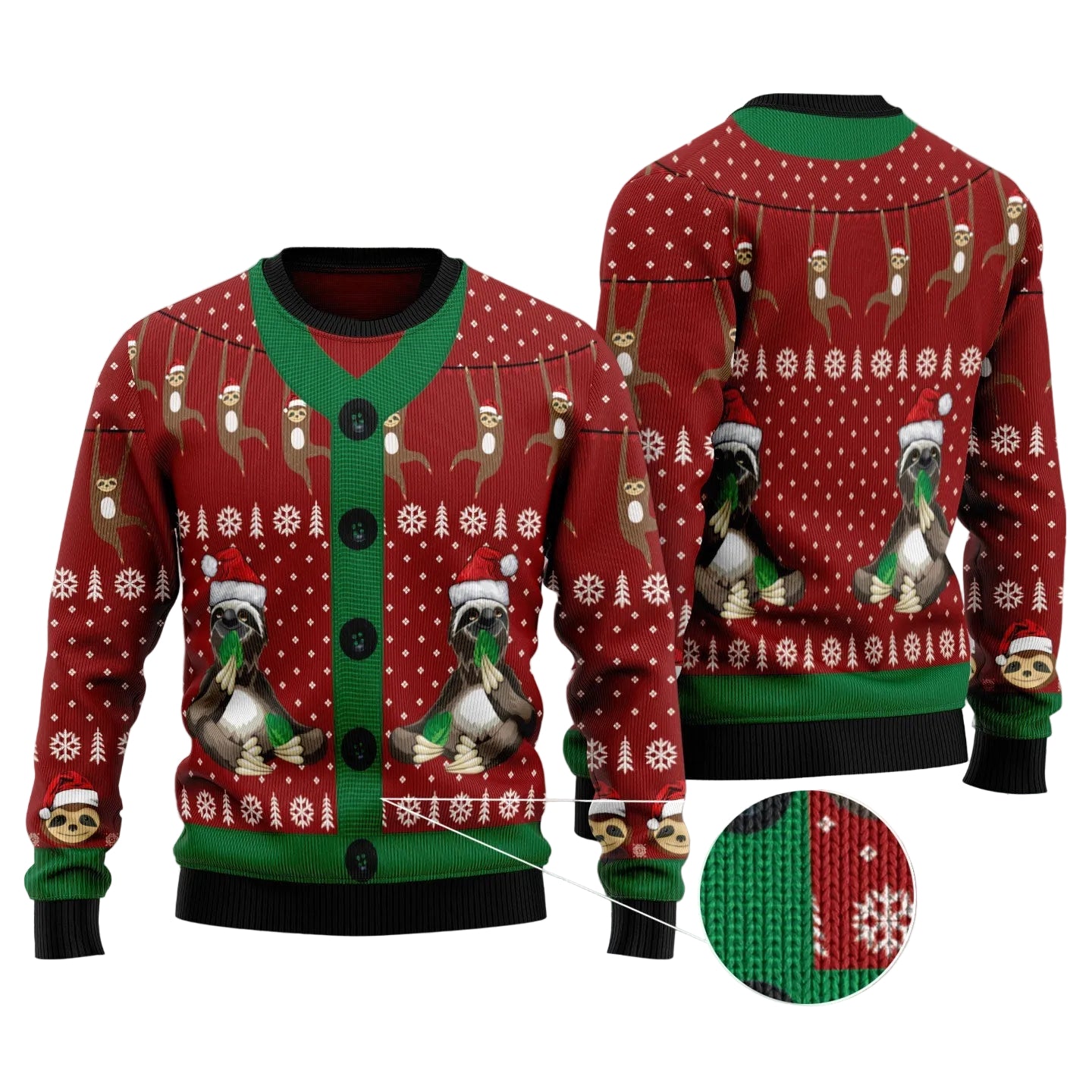 Funny Sloth Ugly Christmas Sweater, Cute Sloth Holiday Pullover for Animal Fans, Holiday Gift and Party Outfit