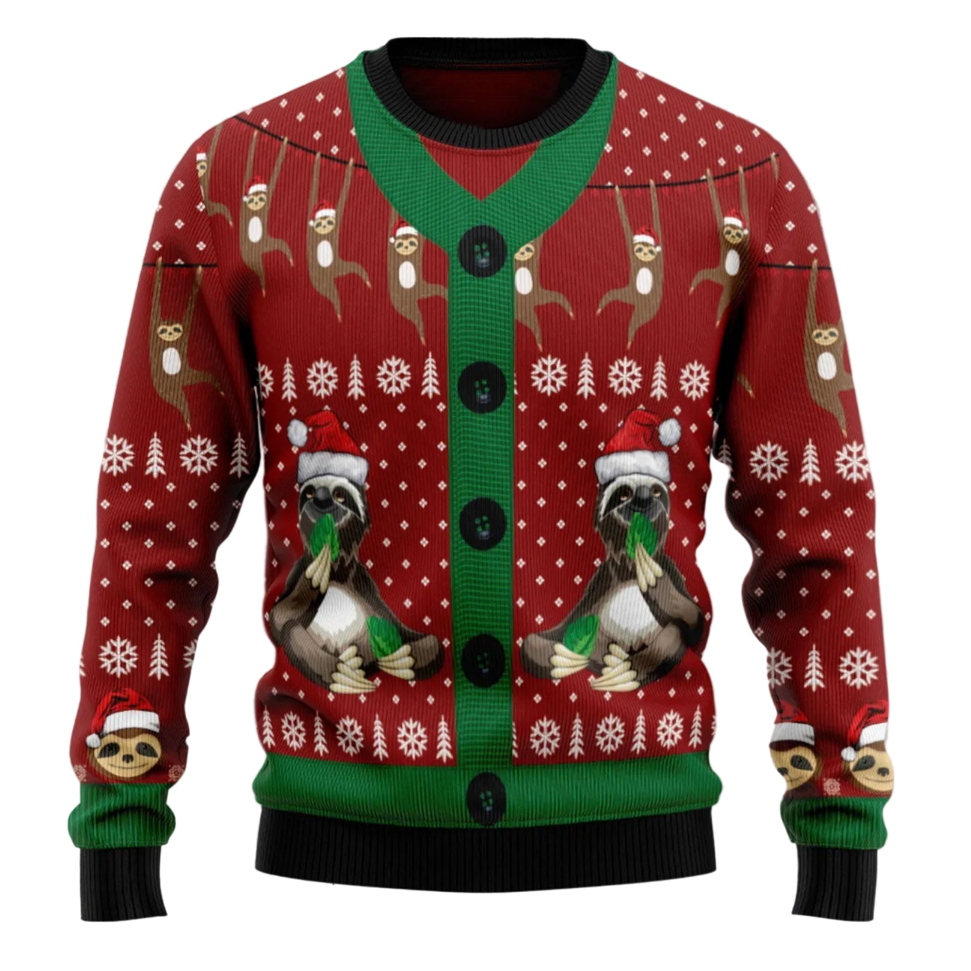 Funny Sloth Ugly Christmas Sweater, Cute Sloth Holiday Pullover for Animal Fans, Holiday Gift and Party Outfit