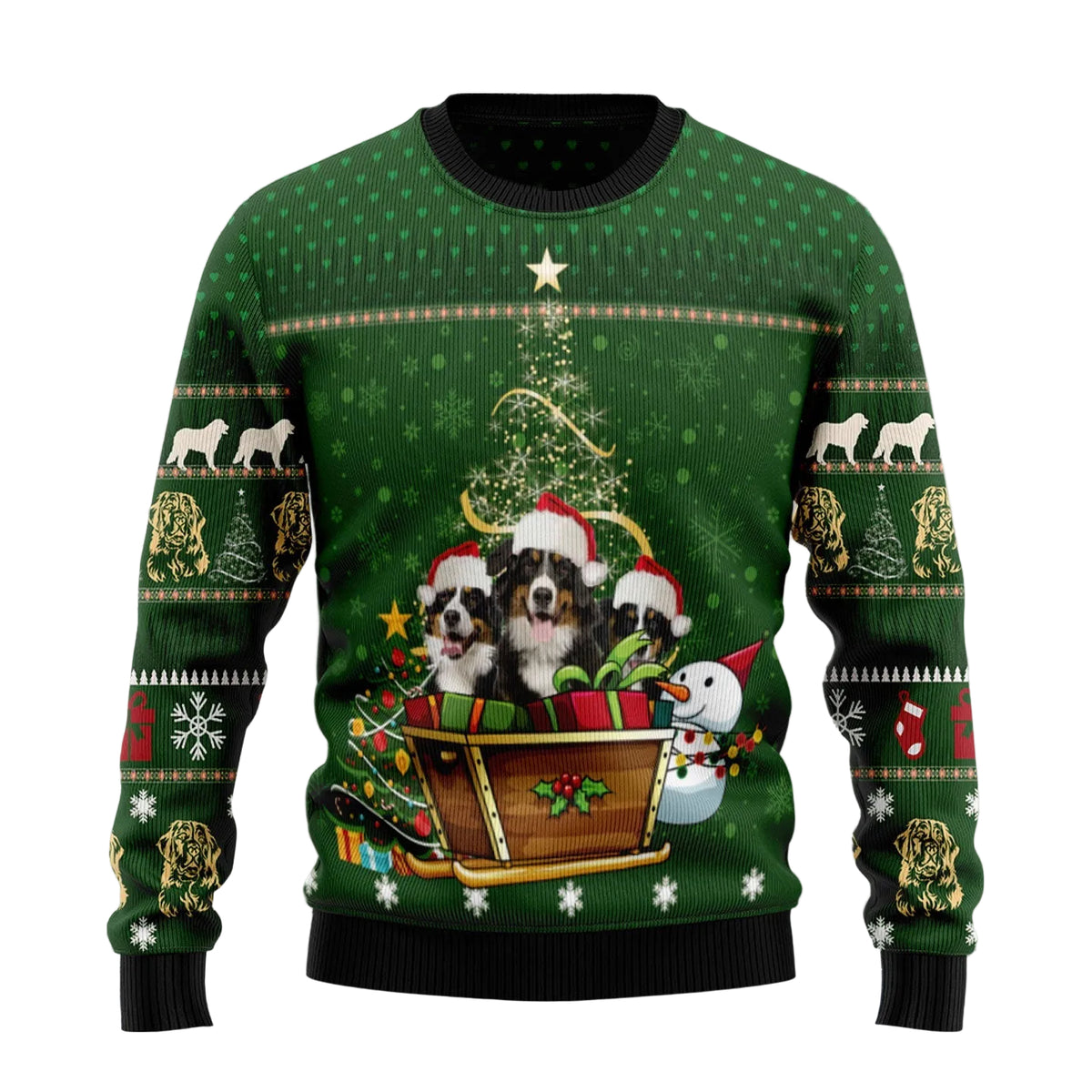 Bernese Mountain Dog Group Ugly Christmas Sweater, Holiday Party Pullover for Bernese Dog Owners and Pet Parents