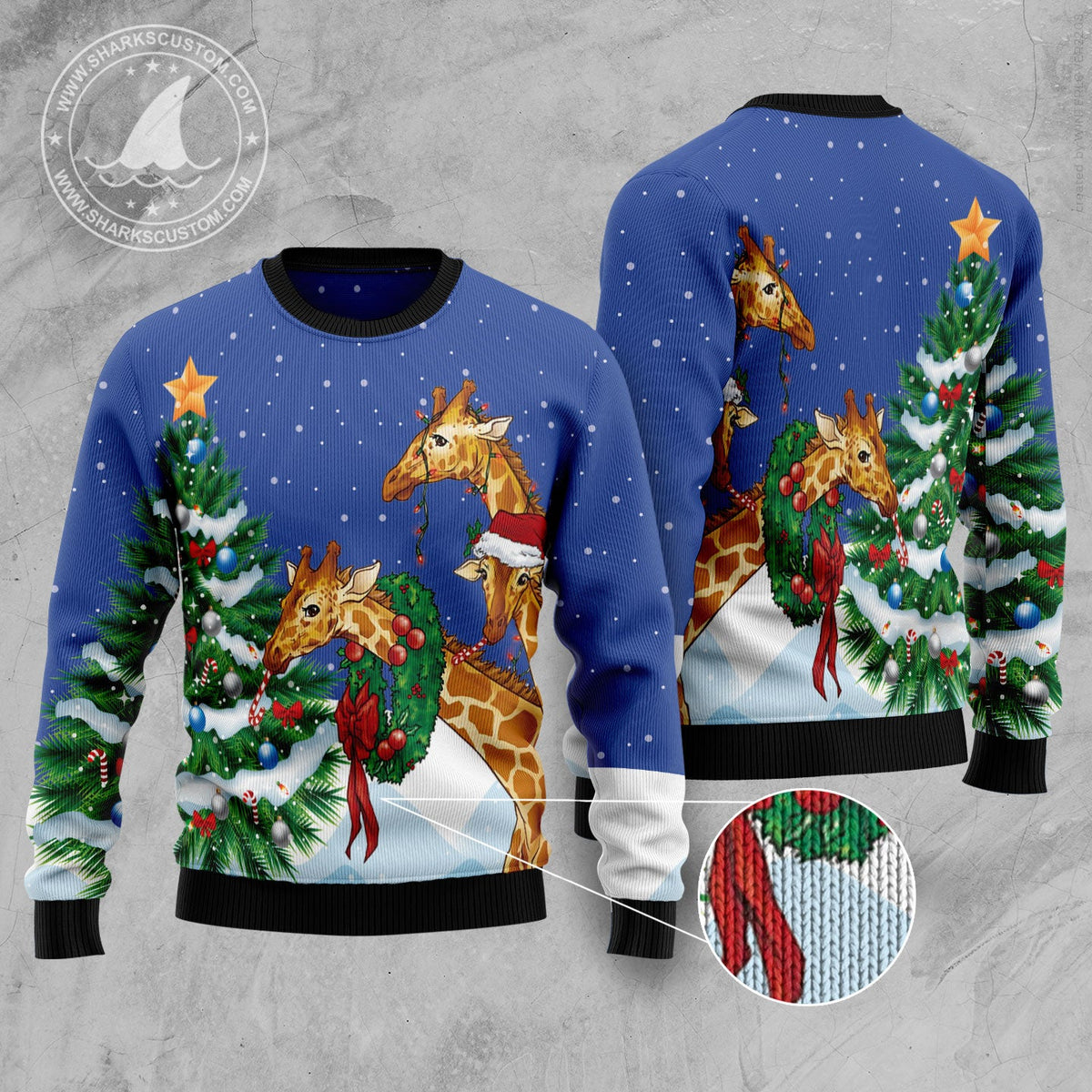 Giraffe Family Christmas Ugly Christmas Sweater, Festive Xmas Party Sweater, Gift for Giraffe and Animal Lovers