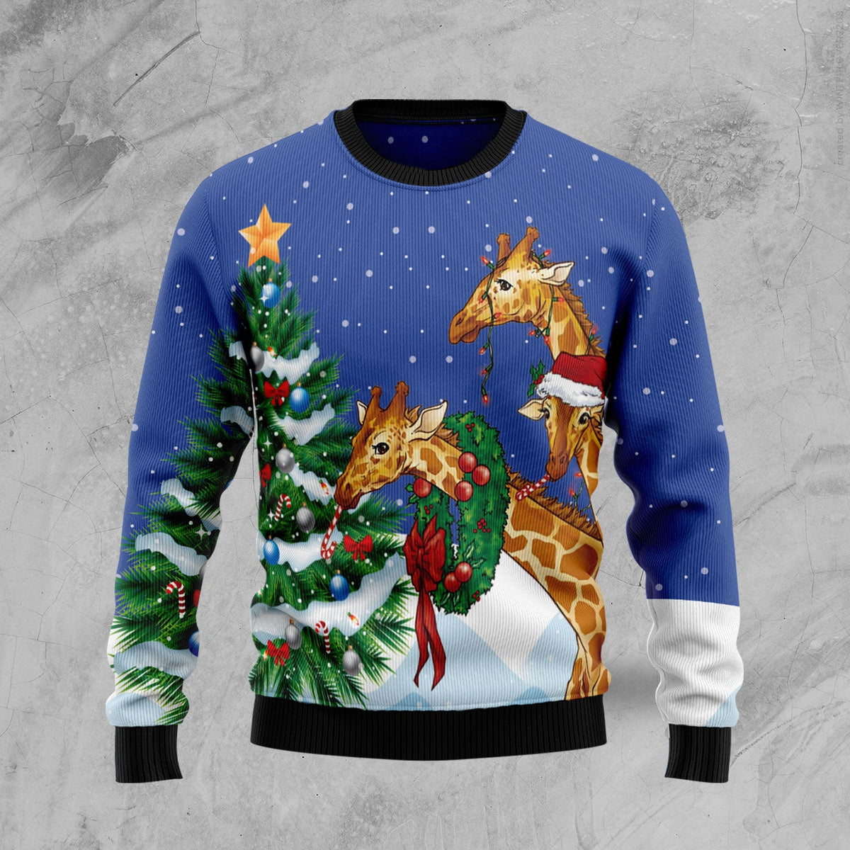 Giraffe Family Christmas Ugly Christmas Sweater, Festive Xmas Party Sweater, Gift for Giraffe and Animal Lovers