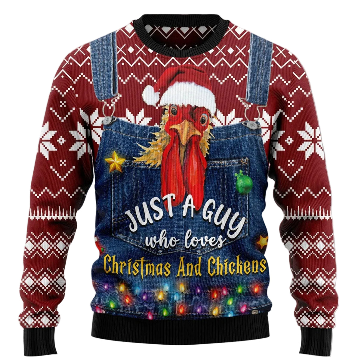 Chicken Lover Christmas Sweater - Funny Ugly Christmas Sweater for Men and Women, Unisex Holiday Party Outfit