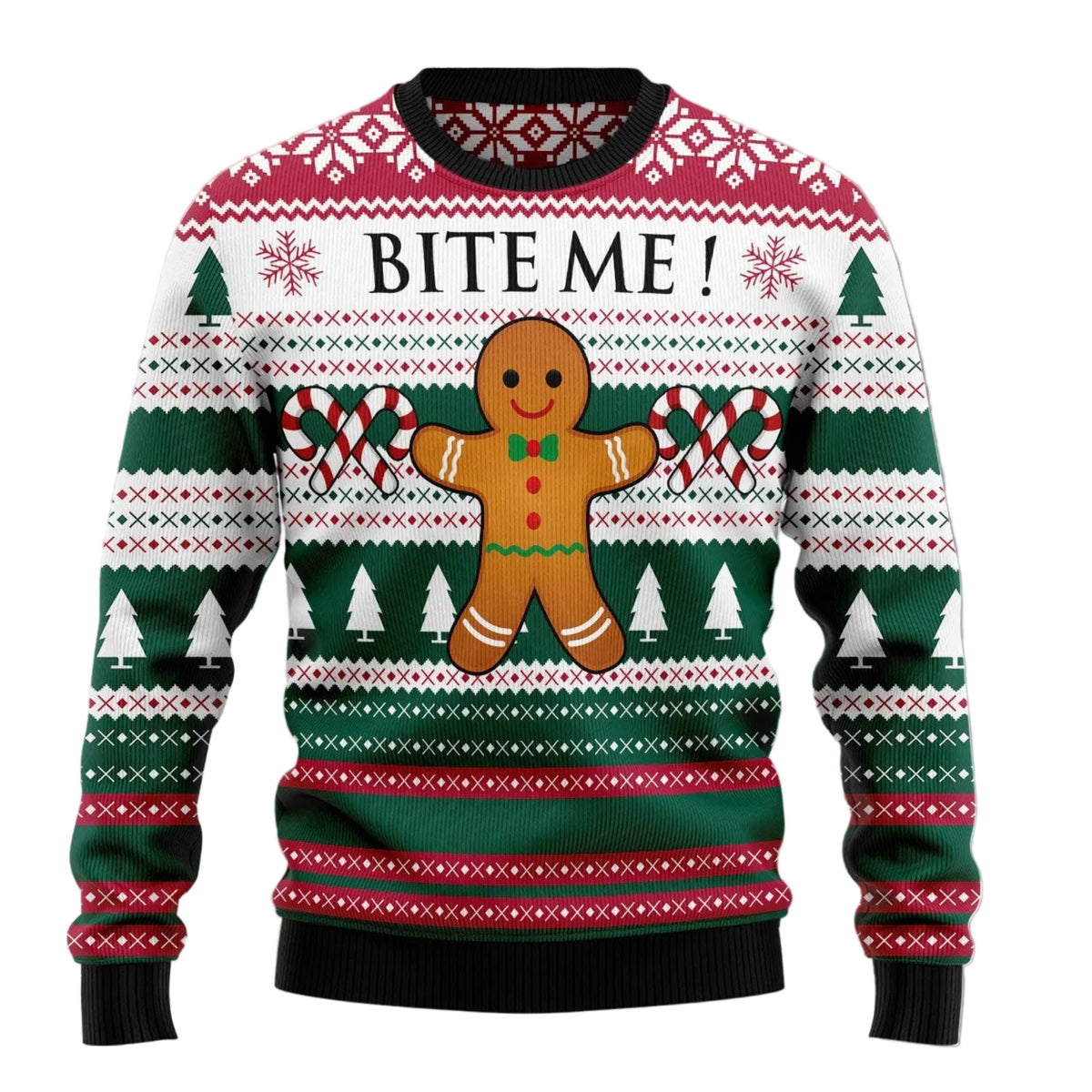 Christmas Cookies Bite Me Ugly Christmas Sweater, Unisex Holiday Party Outfit, Gift for Gingerbread and Cookie Fans