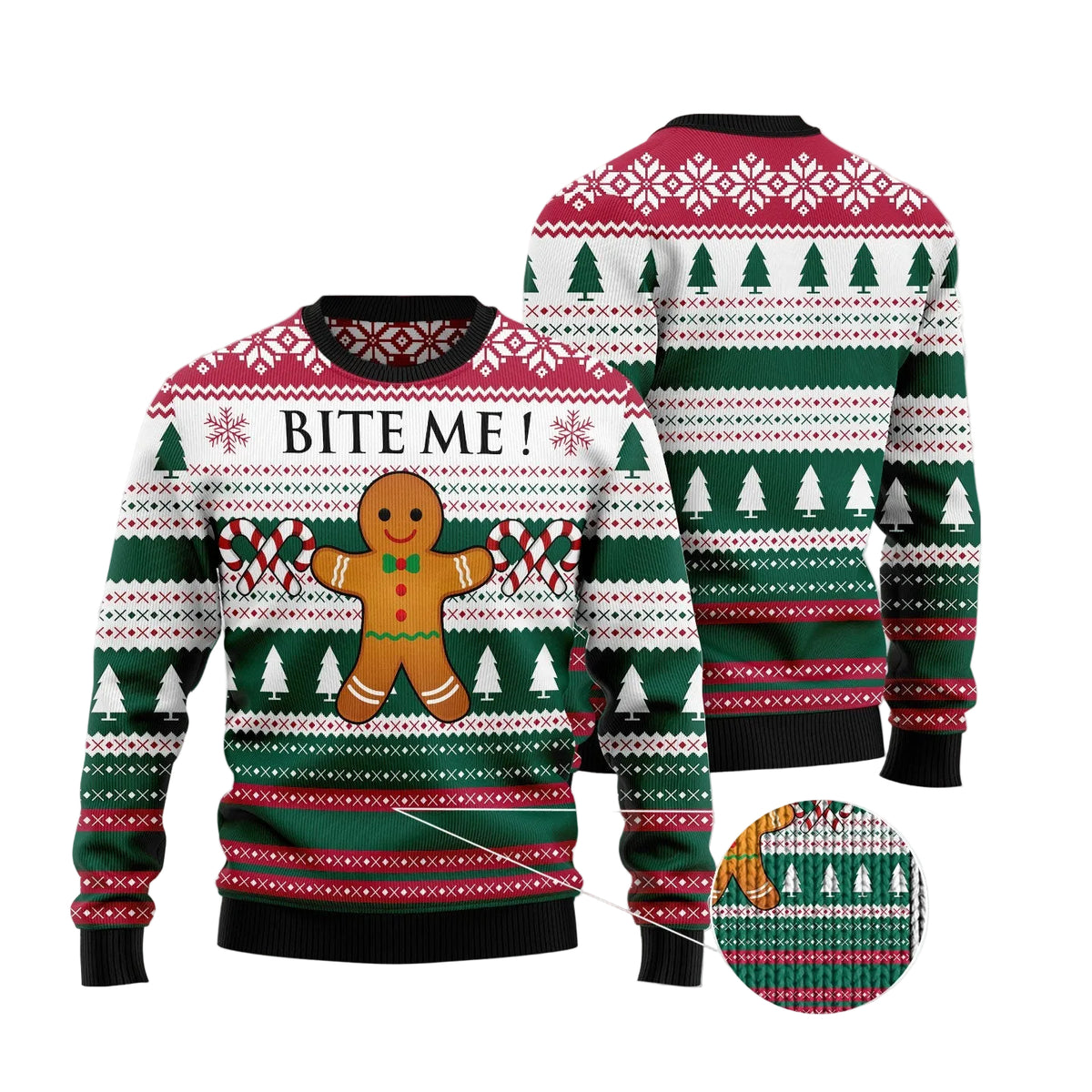 Christmas Cookies Bite Me Ugly Christmas Sweater, Unisex Holiday Party Outfit, Gift for Gingerbread and Cookie Fans