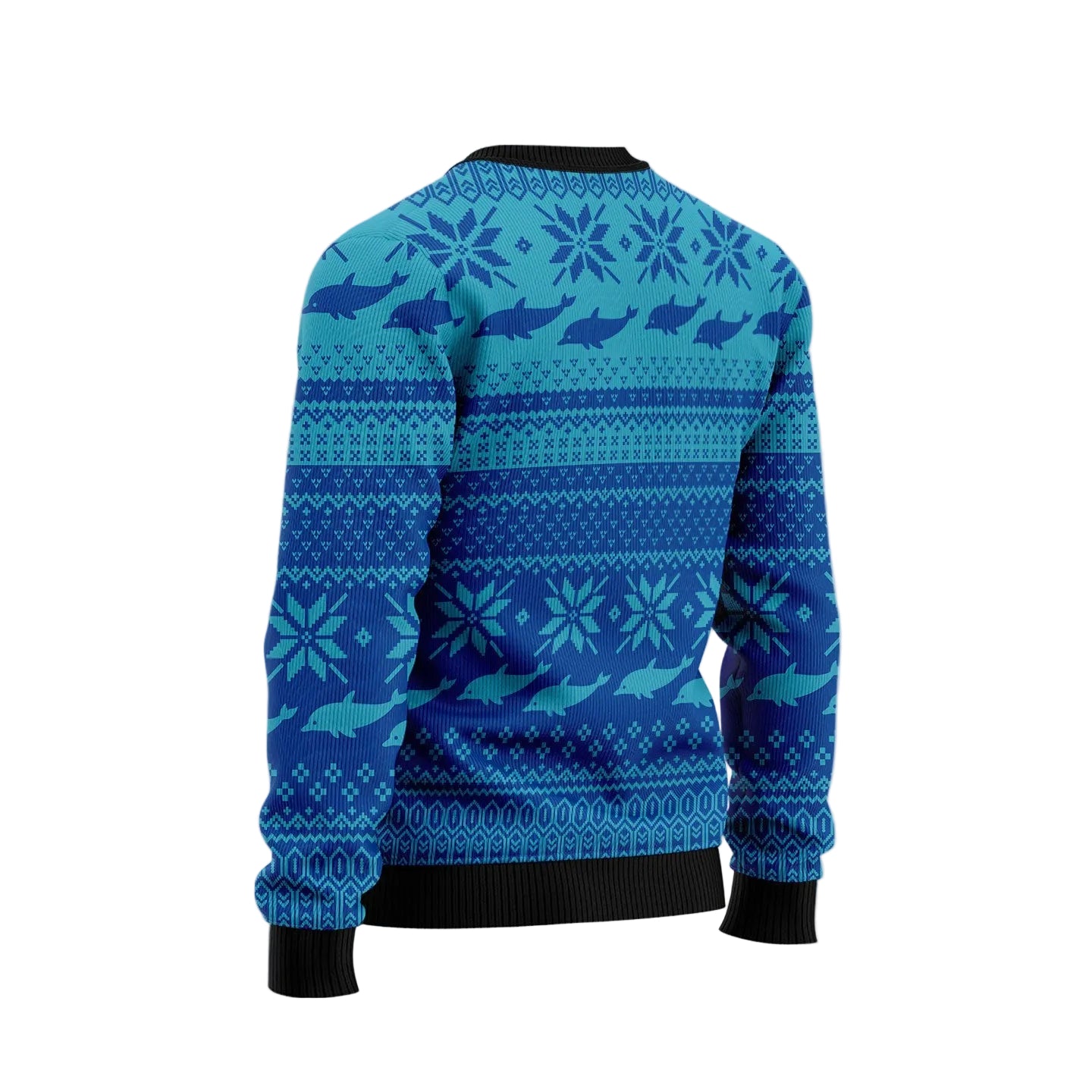 Dolphin Riding Waves With Santa Ugly Christmas Sweater, Holiday Party Pullover for Dolphin Lovers and Ocean Fans