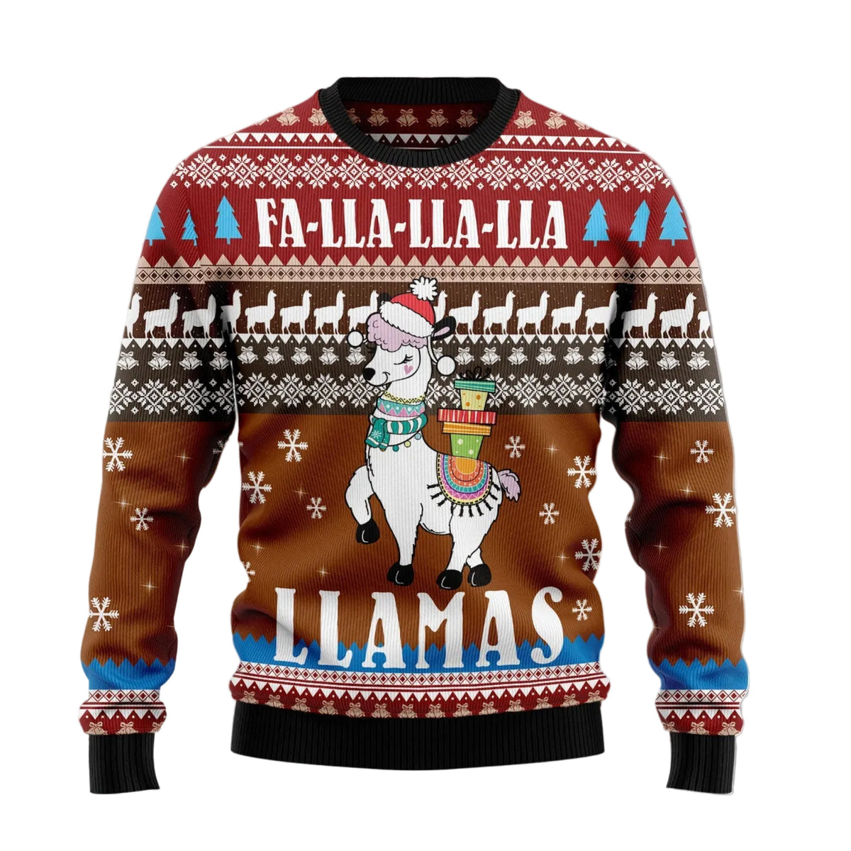 Fa Lla Lla Llamas Ugly Christmas Sweater, Llama Christmas Holiday Outfit, Festive Xmas Party Pullover and Gift