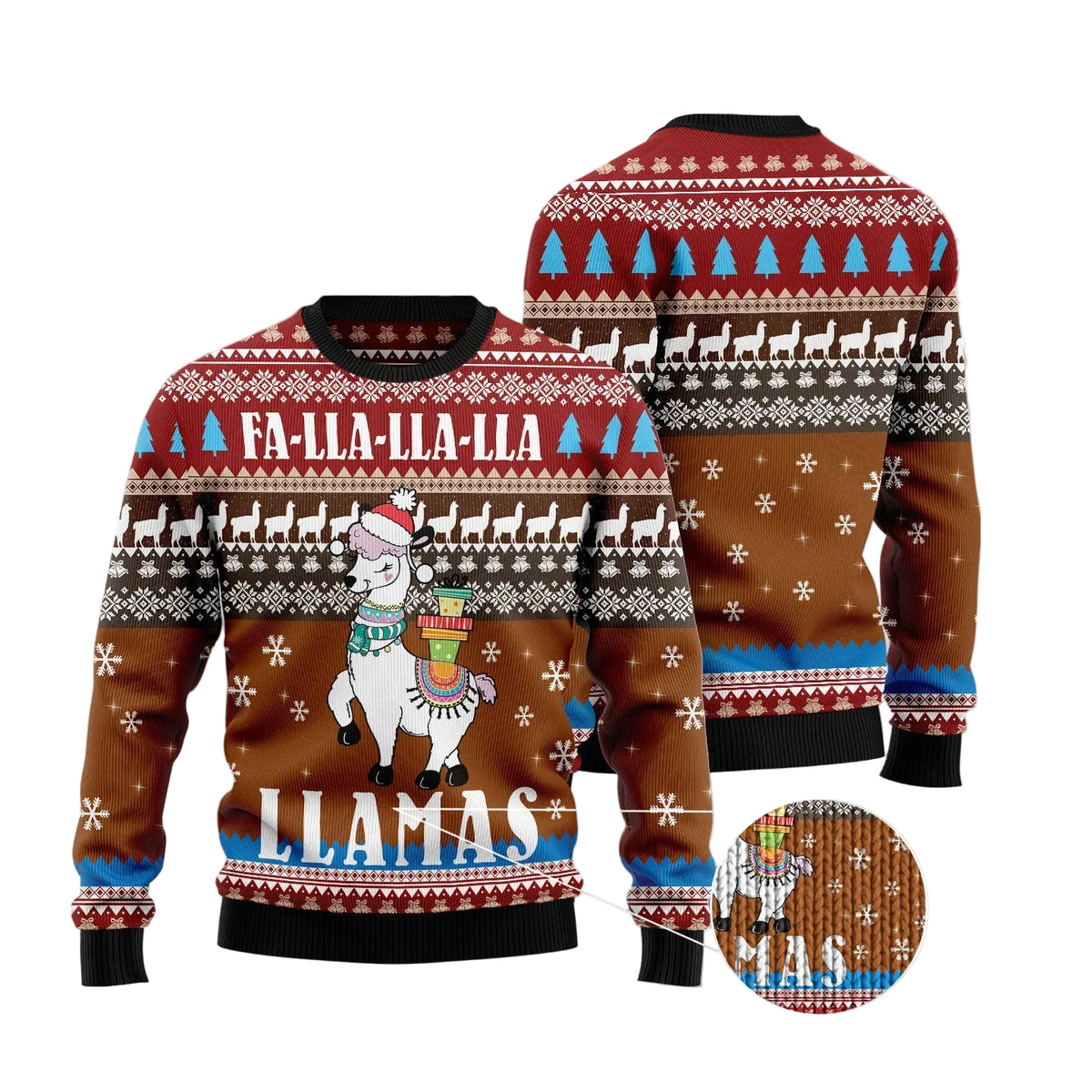 Fa Lla Lla Llamas Ugly Christmas Sweater, Llama Christmas Holiday Outfit, Festive Xmas Party Pullover and Gift