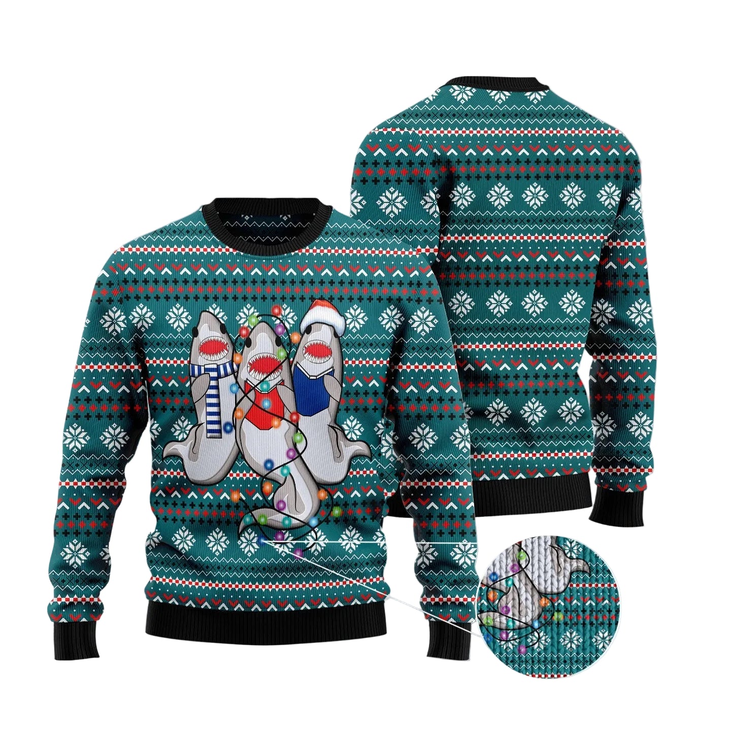 Funny Christmas Shark Ugly Christmas Sweater, Funny Shark Holiday Pullover, Holiday Gatherings and Family Photos