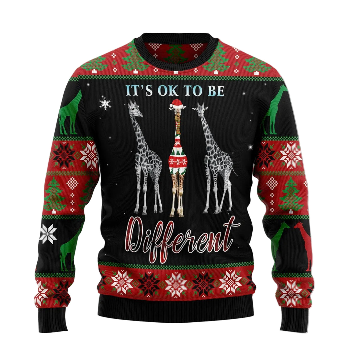 Giraffe Different Ugly Christmas Sweater, Unique Giraffe Be Different Holiday Design, Holiday Sweater for Adults