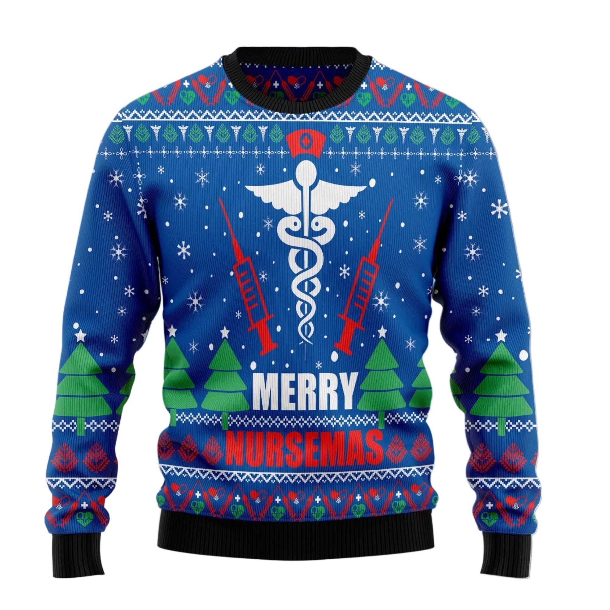 Merry Nursemas Ugly Christmas Sweater, Nurse Holiday Pullover for Nursing Teams, Nurse Friends and Christmas Parties