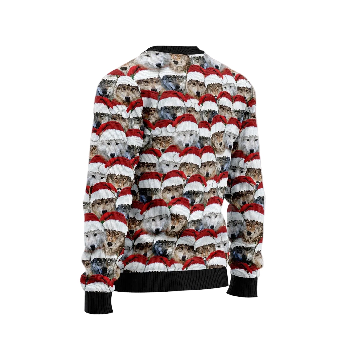 Santa Wolf Ugly Christmas Sweater, Funny Wolf Holiday Pullover, Holiday Gatherings and Family Photos