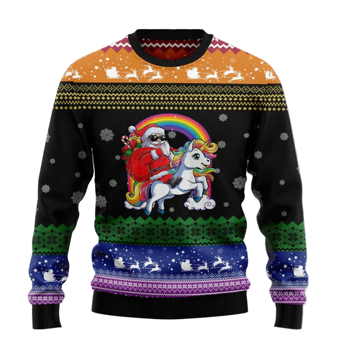 Rainbow Unicorn Pride Ugly Christmas Sweater, Pride Unicorn Holiday Print, Seasonal Gift for Unicorn and Pride Fans