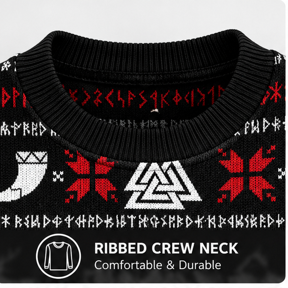 Viking Skull Ugly Christmas Sweater, Funny Norse Christmas Sweater with Skull Design, Unique Holiday Gift for Viking Fans