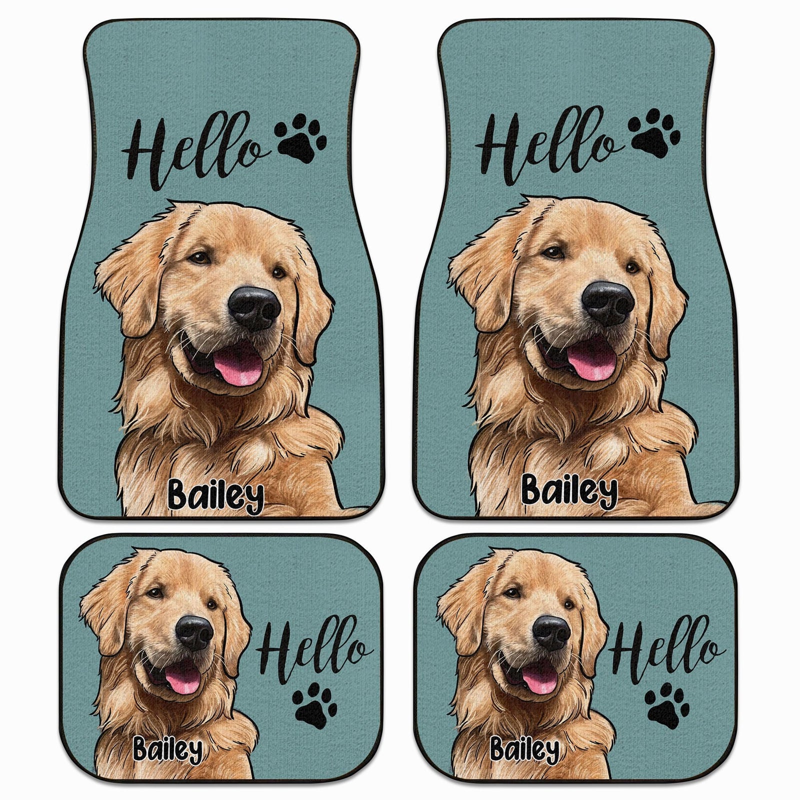 Custom Hand-drawn Pet Portrait Car Floor Mat