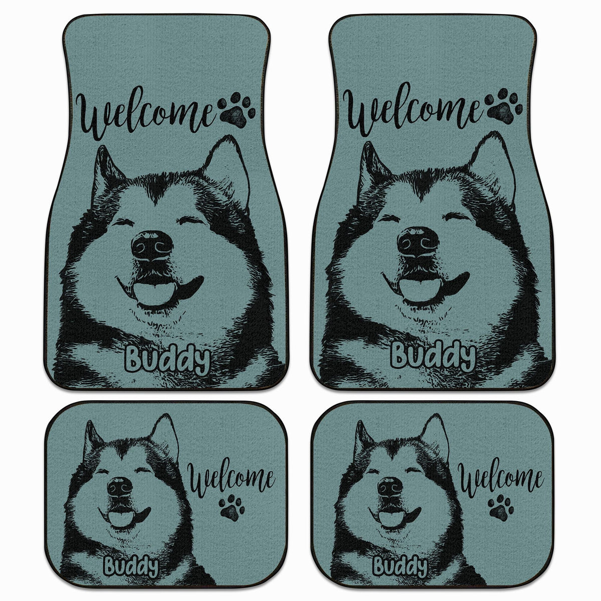 Custom Black &amp; White Dog Photo Anti-slip Car Floor Mat