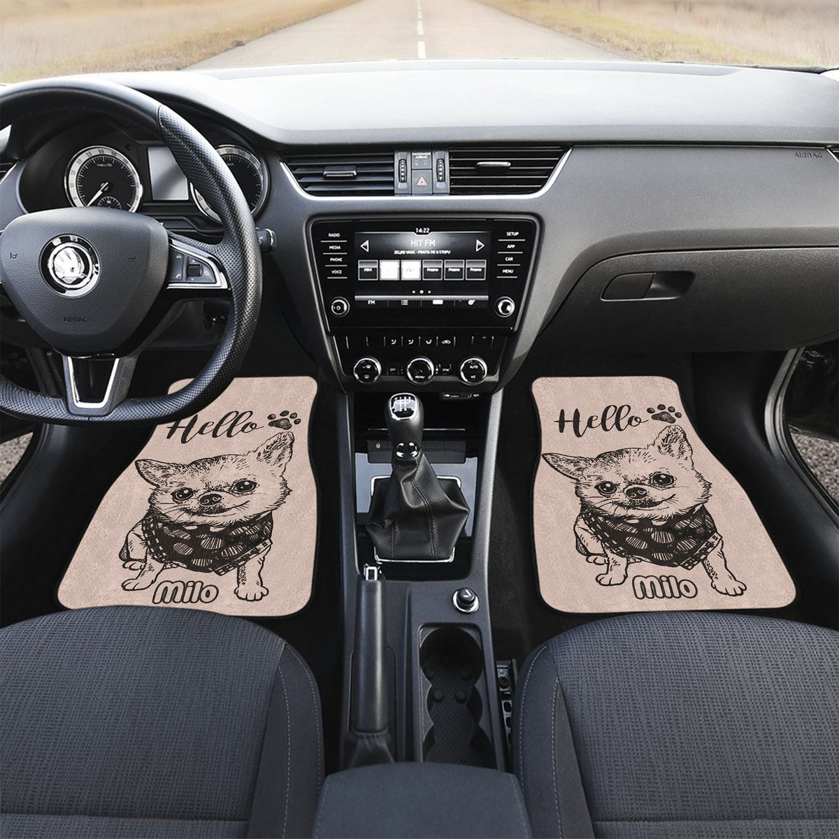 Custom Black &amp; White Dog Photo Anti-slip Car Floor Mat