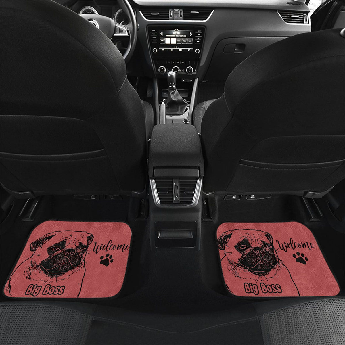 Custom Black &amp; White Dog Photo Anti-slip Car Floor Mat