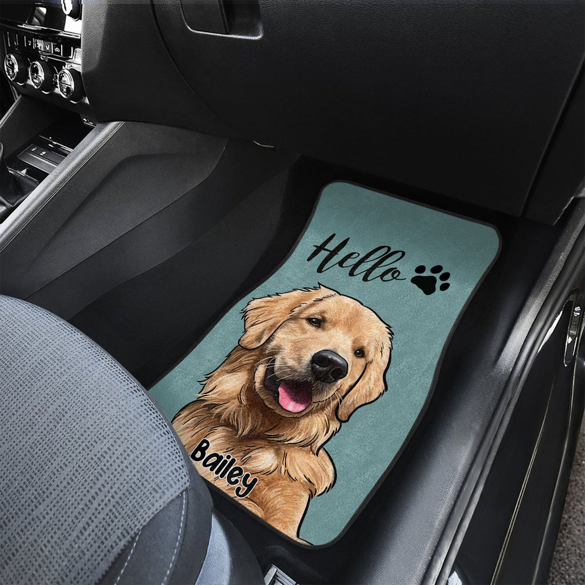 Custom Hand-drawn Pet Portrait Car Floor Mat