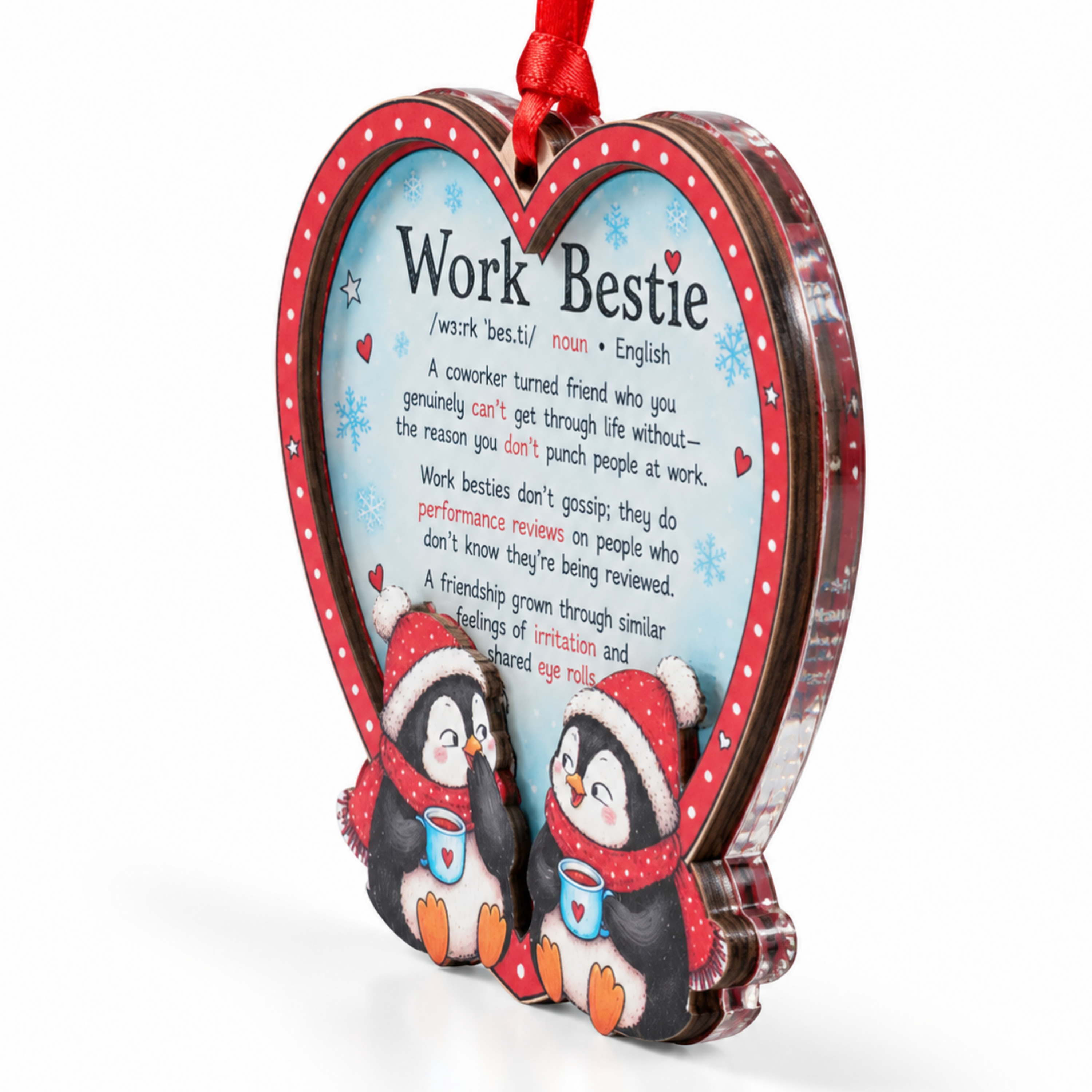 Work Bestie Christmas Ornament 2026, Coworker Ornaments, Coworker Friend Gift Wood Acrylic Holiday Decor