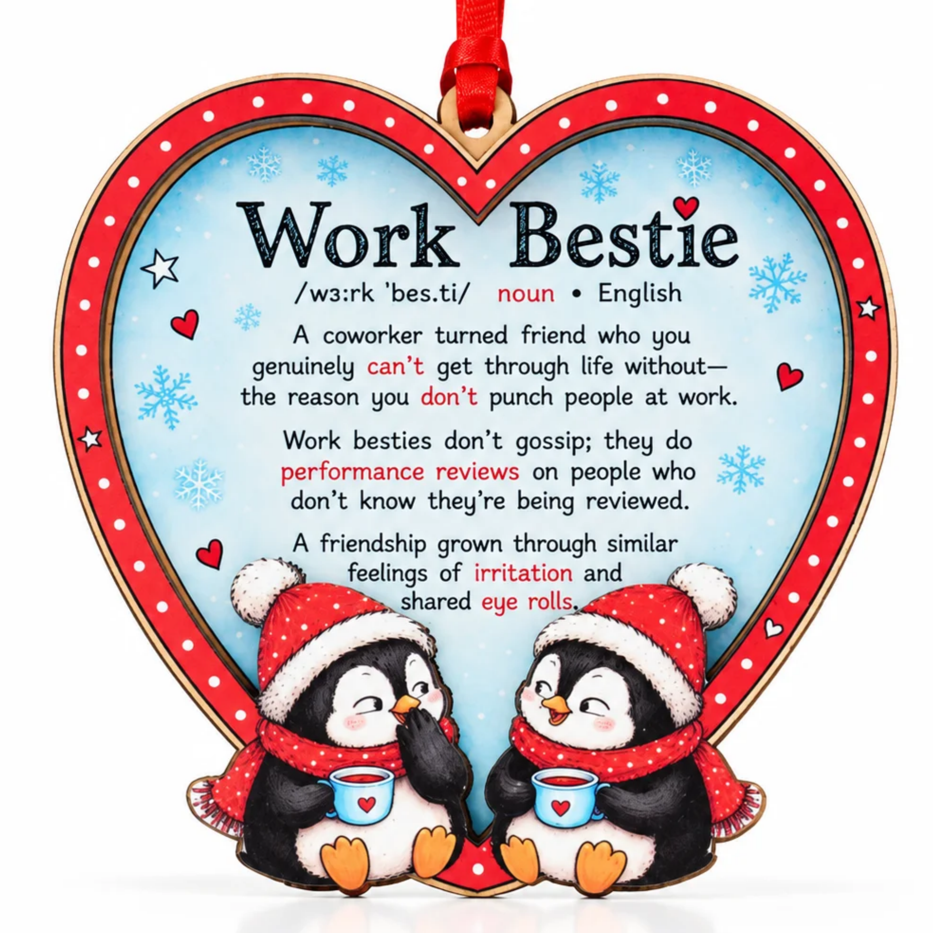 Work Bestie Christmas Ornament 2026, Coworker Ornaments, Coworker Friend Gift Wood Acrylic Holiday Decor