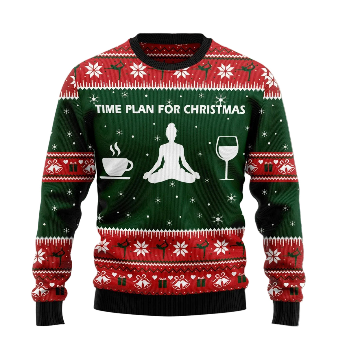 Time Plan for Christmas Yoga Ugly Christmas Sweater, Holiday Party Pullover for Men and Women, Gift for Yoga Enthusiasts