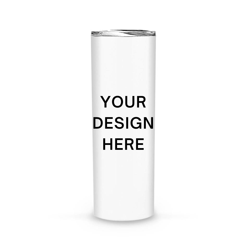 Your Design Here White Skinny Tumbler With Your Personal Custom Design