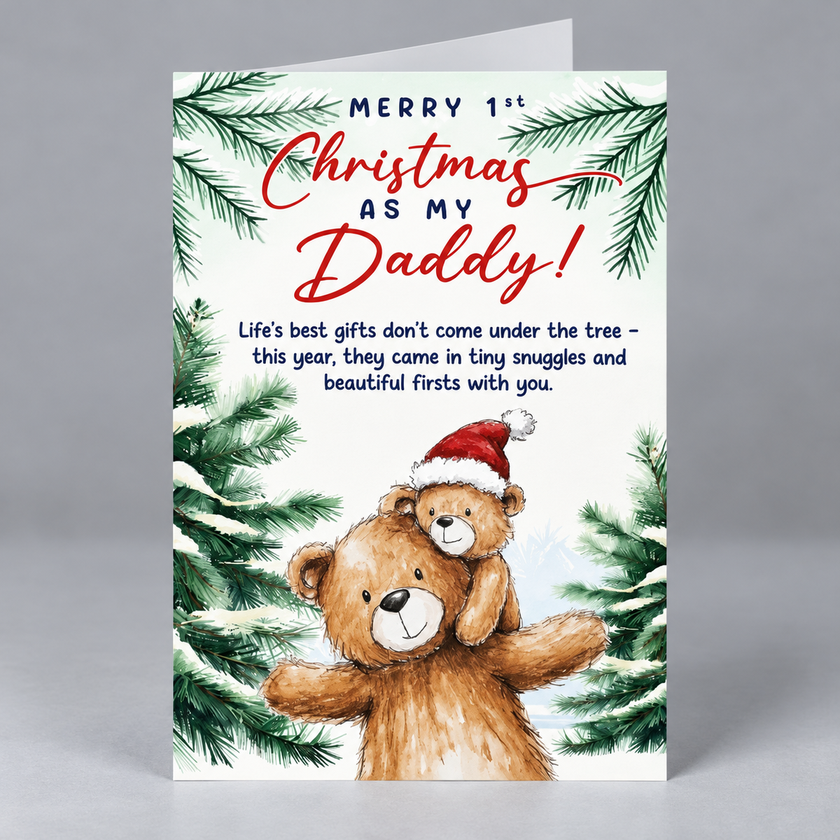 First Christmas as Daddy Card with Envelope – Cute Holiday Greeting and Heartfelt Keepsake for New Dads