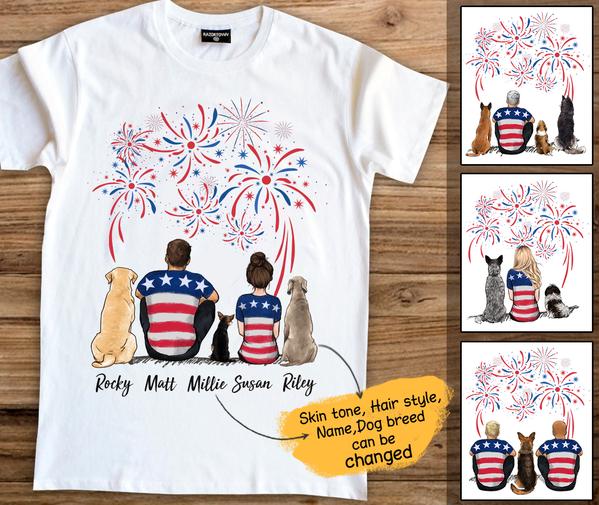 Personalized custom dog & couple t-shirt tee Fourth 4th of July - 2340