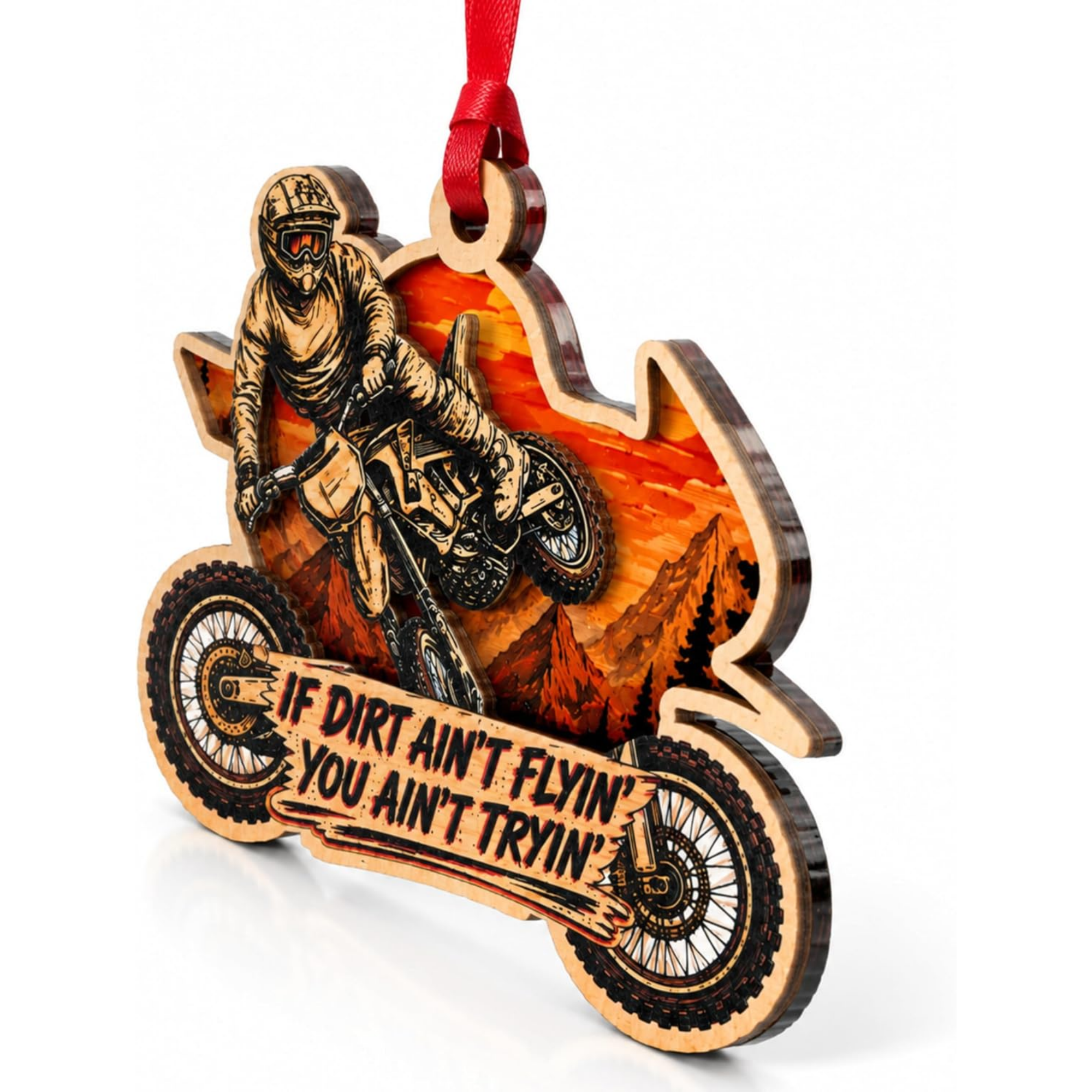 Dirt Bike Christmas Ornament 2026, Dirt Bike Ornaments for Christmas Tree 2026, 2-Layer Wood Acrylic Gifts