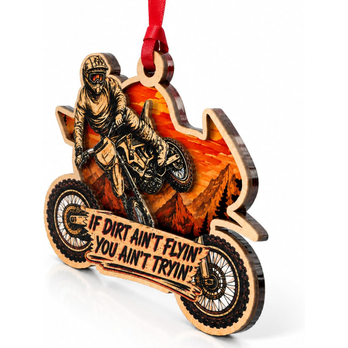Dirt Bike Christmas Ornament 2026, Dirt Bike Ornaments for Christmas Tree 2026, 2-Layer Wood Acrylic Gifts