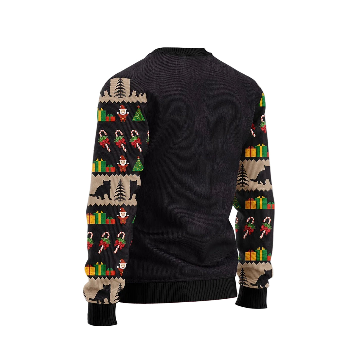Black Cat Cute Face Ugly Christmas Sweater, Cute Black Cat Holiday Print, Seasonal Gift for Black Cat Lovers