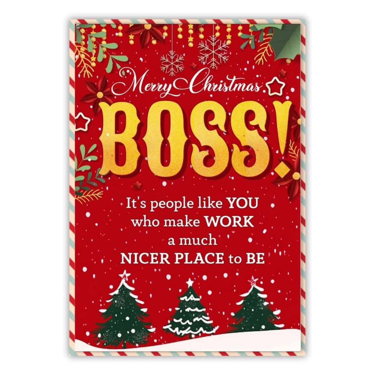 Christmas Card for Boss from Team – Elegant Holiday Greeting with Heartfelt Message and Premium Envelope