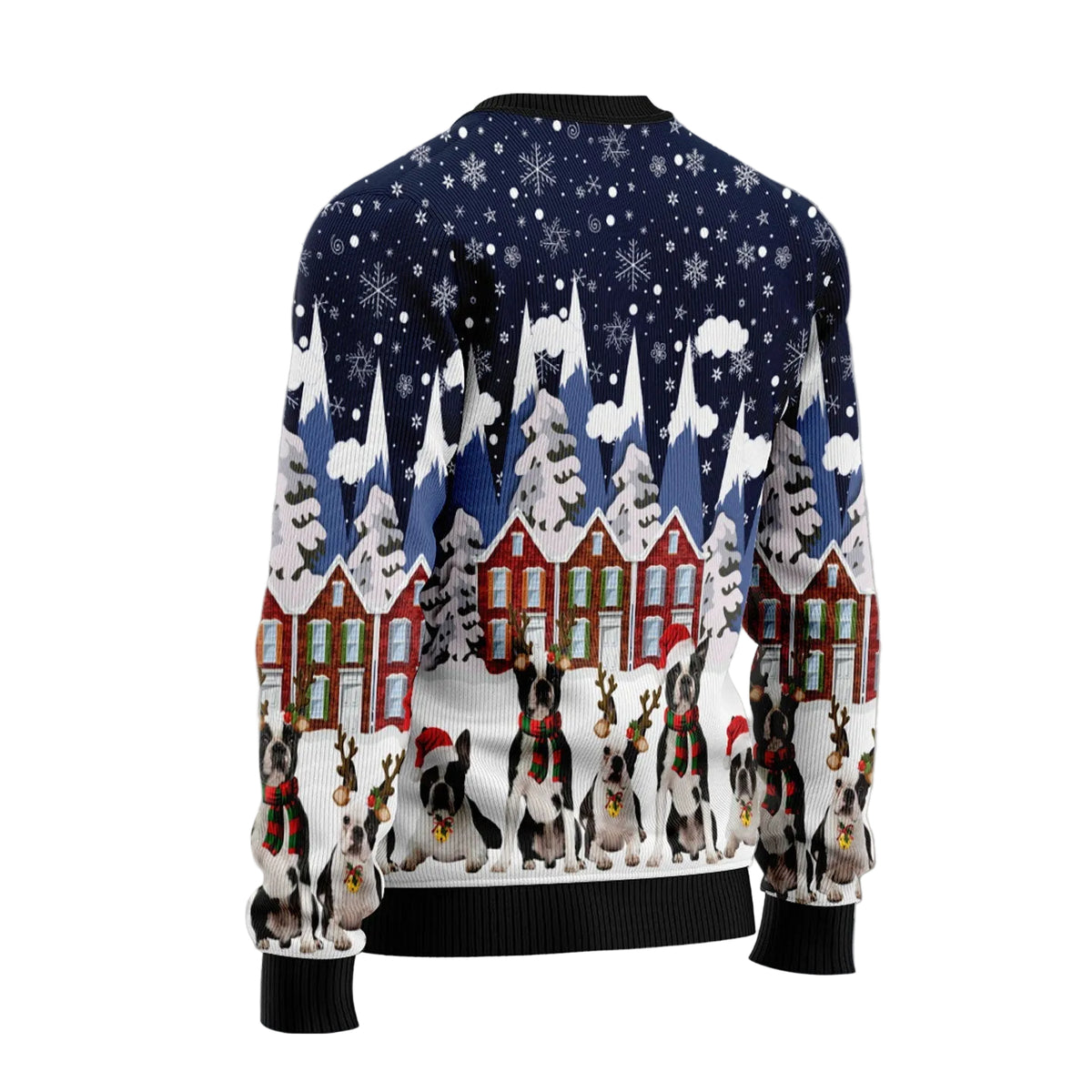 Boston Terrier Family Ugly Christmas Sweater, Boston Terrier Dog Holiday Print, Seasonal Gift for Boston Terrier Owners