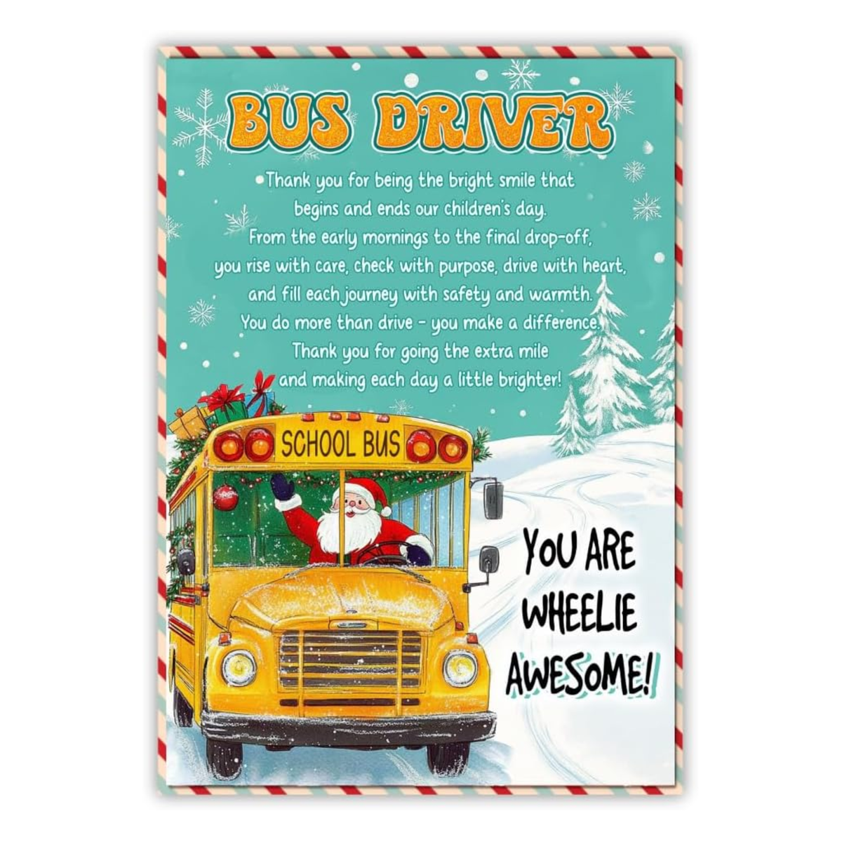 Christmas Card for Bus Driver with Envelope – Festive Holiday Greeting and Heartfelt Thank You Message