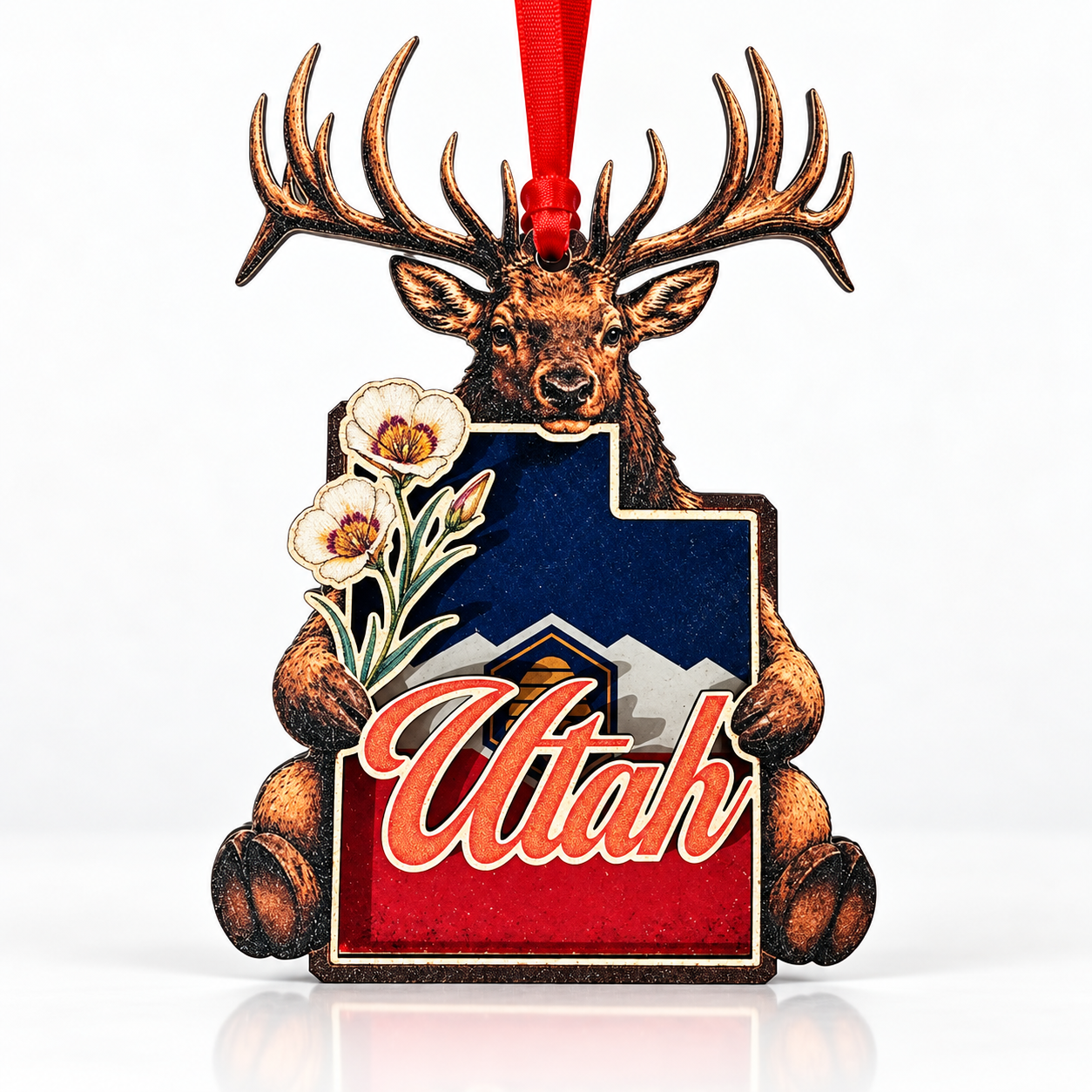 Utah Christmas Ornament 2026, Utah Christmas Ornament for Christmas Tree 2026, 2-Layer Wood Acrylic Christmas Decor