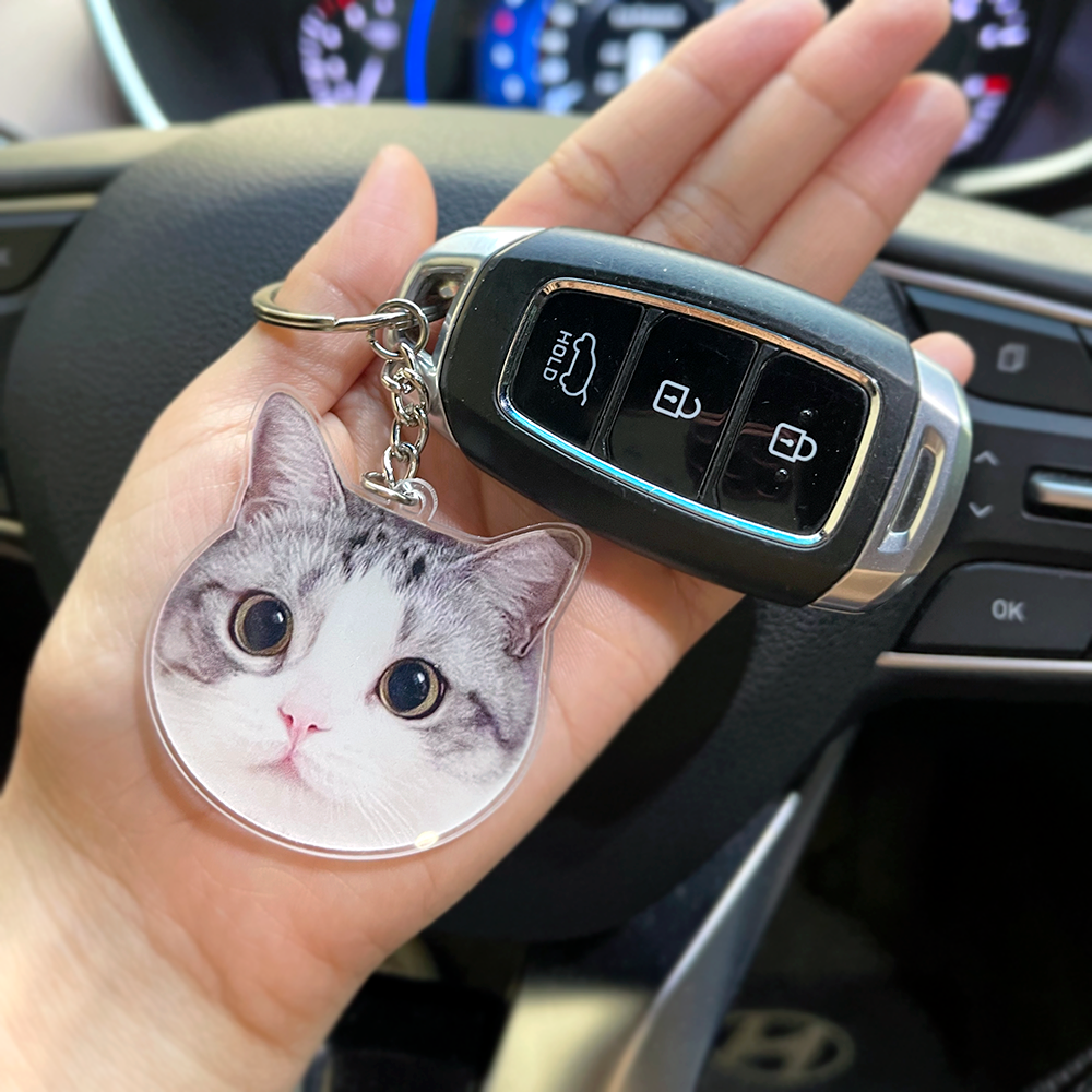Custom Photo Keychain - Personalized Acrylic Keychain With Picture & Name - Gift For Boyfriend, Pet Lover, Family