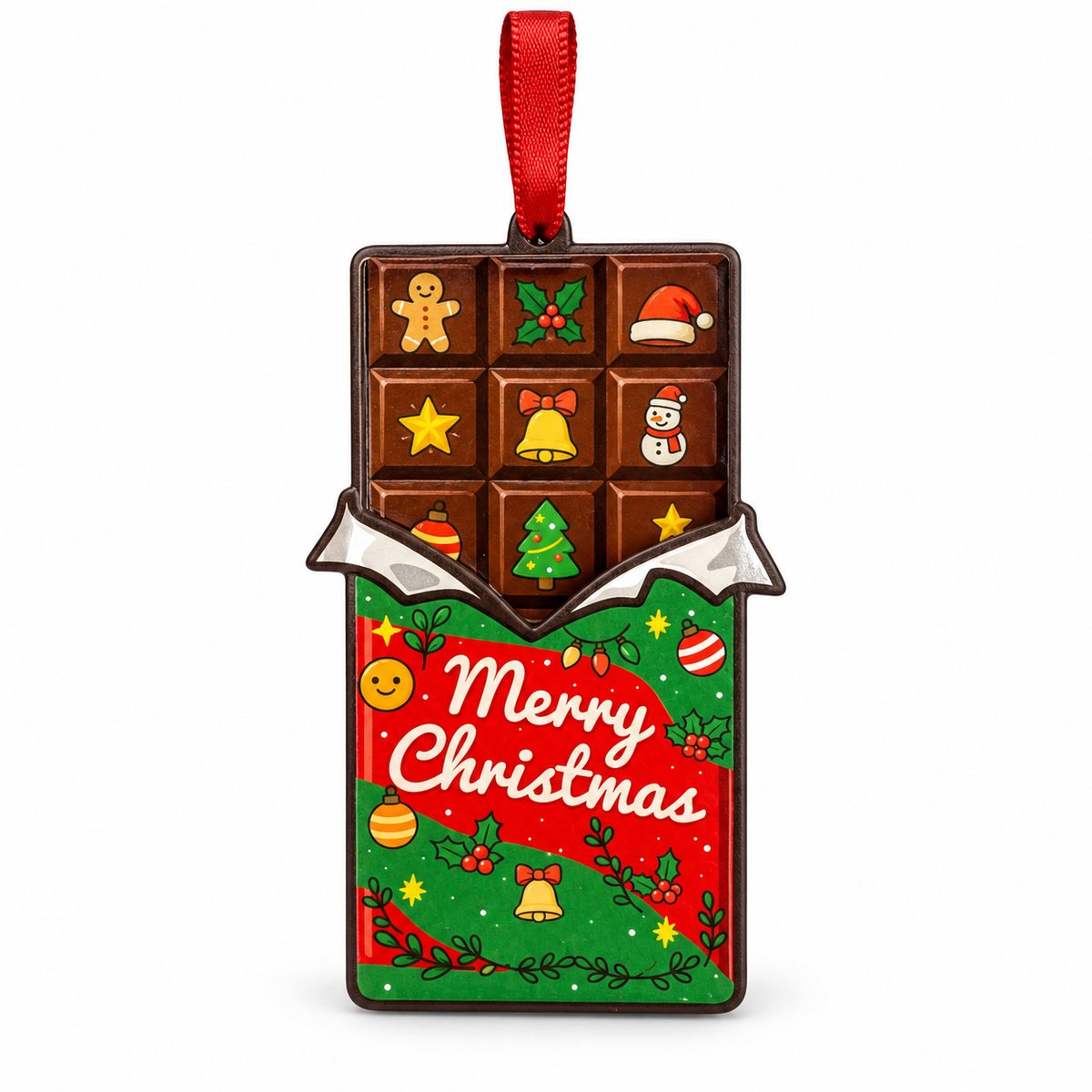 Chocolate Christmas Ornament, Wood and Acrylic Tree Decor, Cute Dessert Gift for Chocolate Lovers, Bakers, Foodies and Sweet Lovers