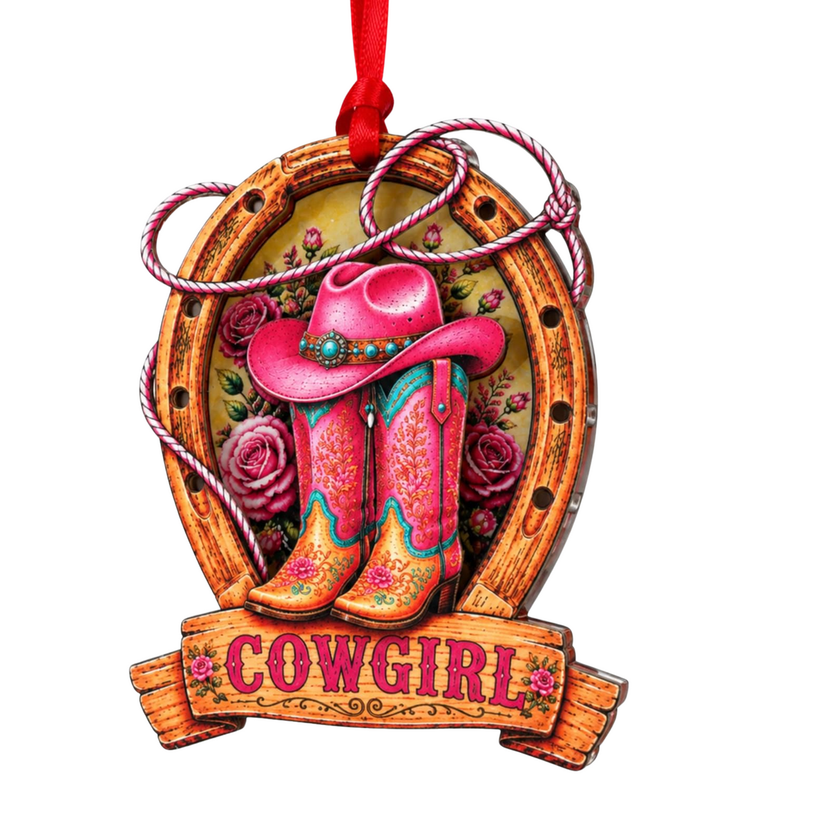 Cowgirl Christmas Ornament 2026, Cowgirl Boot Ornament for Christmas Tree, Cow Girl Ornaments for Christmas Tree