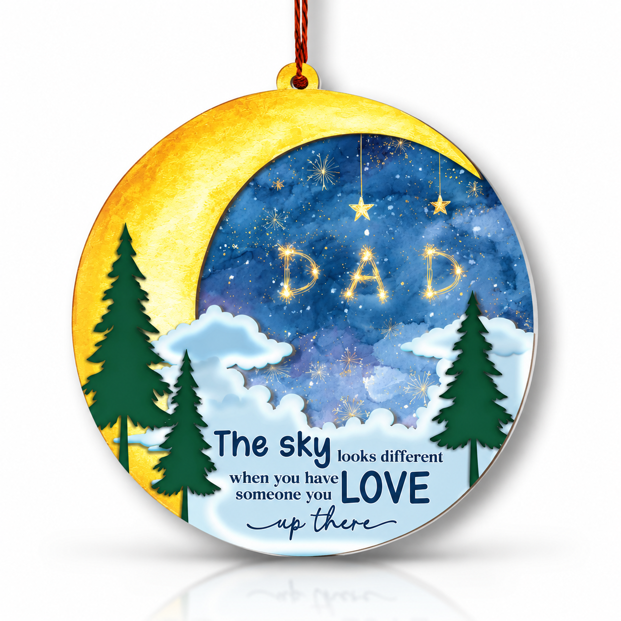 Dad in Heaven Ornament, Memorial Ornament for Loss of Father Car Hanging Accessories, in Memory of Dad Ornament Remembrance Keepsake, Window Decoration, Car Decor