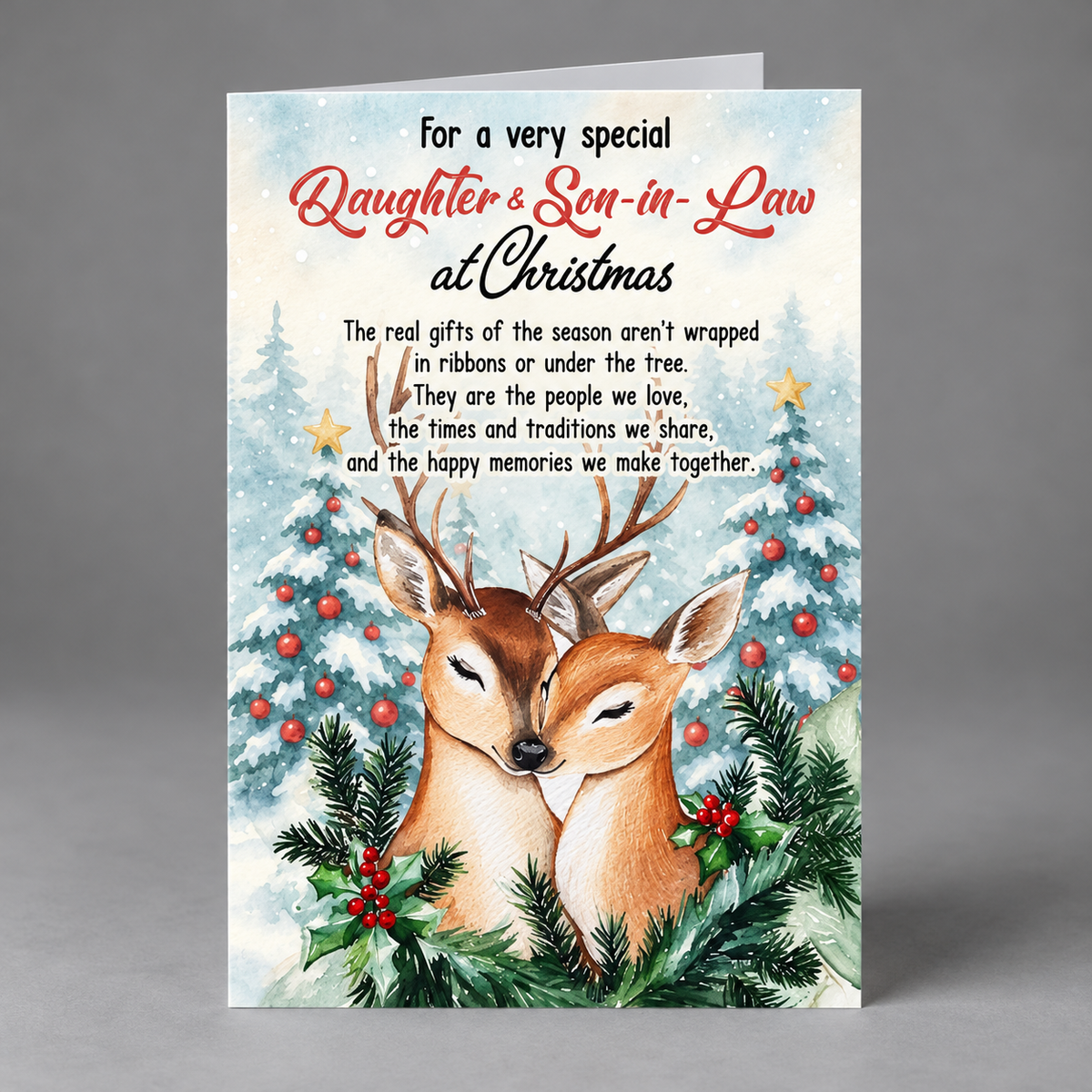 Christmas Card for Daughter and Son-in-Law with Premium Envelope – Elegant Festive Design Featuring a Heartfelt Message