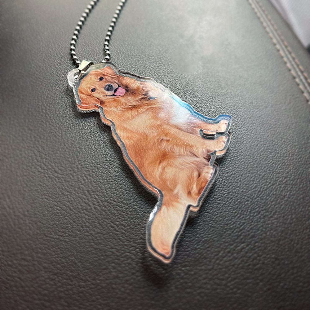 Custom Crop Face Car Ornament – Personalized Pet Acrylic Decoration for Dog &amp; Cat Lovers